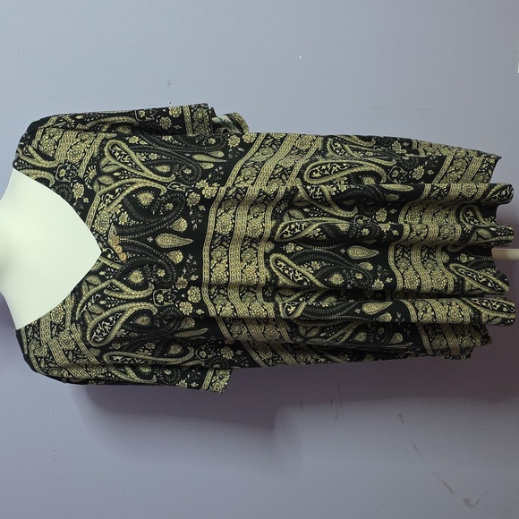 Source Unknown Tops - Source Unknown‎ Black and Gold Paisley Tunic